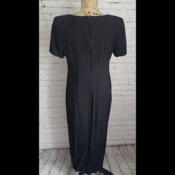 Vintage 90s Wednesday Black Sweetheart Neck Long Dress - Picture 5 of 9